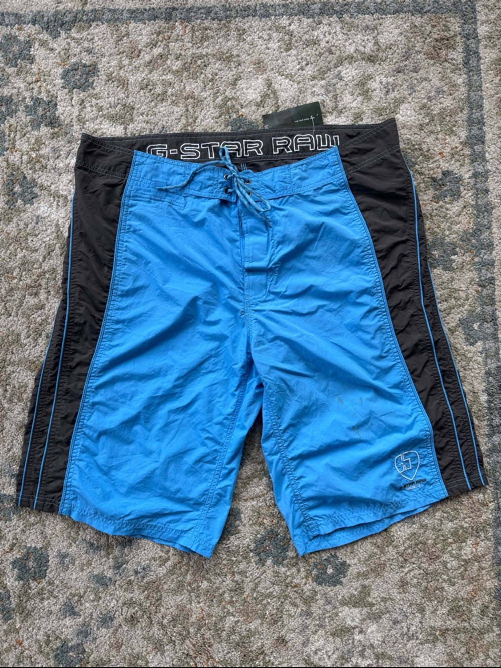 G-Star Men’s Blue Board Shorts with Black Panels 36